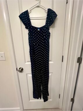 Old Navy Navy Blue Polka Dot Jumpsuit